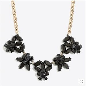 J Crew Black Gemstone Collage Statement Necklace